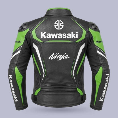 Kawasaki Inspired Black Green Ninja Leather Racing Jacket | Jackets Kingdom