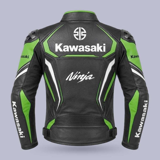 Kawasaki Inspired Black Green Ninja Leather Racing Jacket | Jackets Kingdom