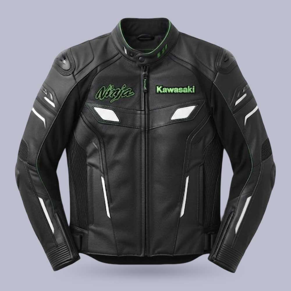 Kawasaki Ninja H2R inspired genuine leather motorcycle jacket with CE armor