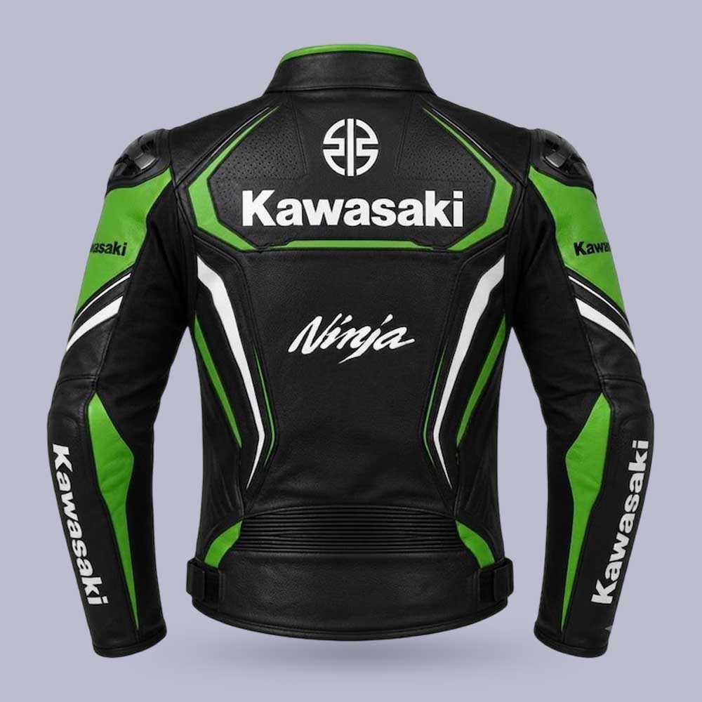 Premium Kawasaki Ninja leather biker jacket with CE approved armor