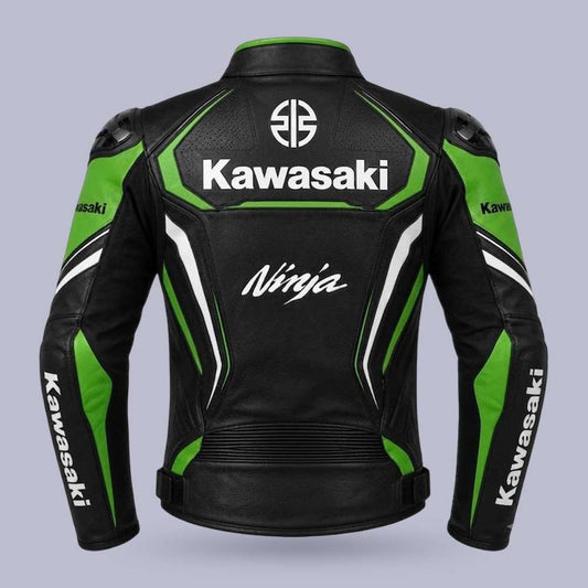 Premium Kawasaki Ninja leather biker jacket with CE approved armor
