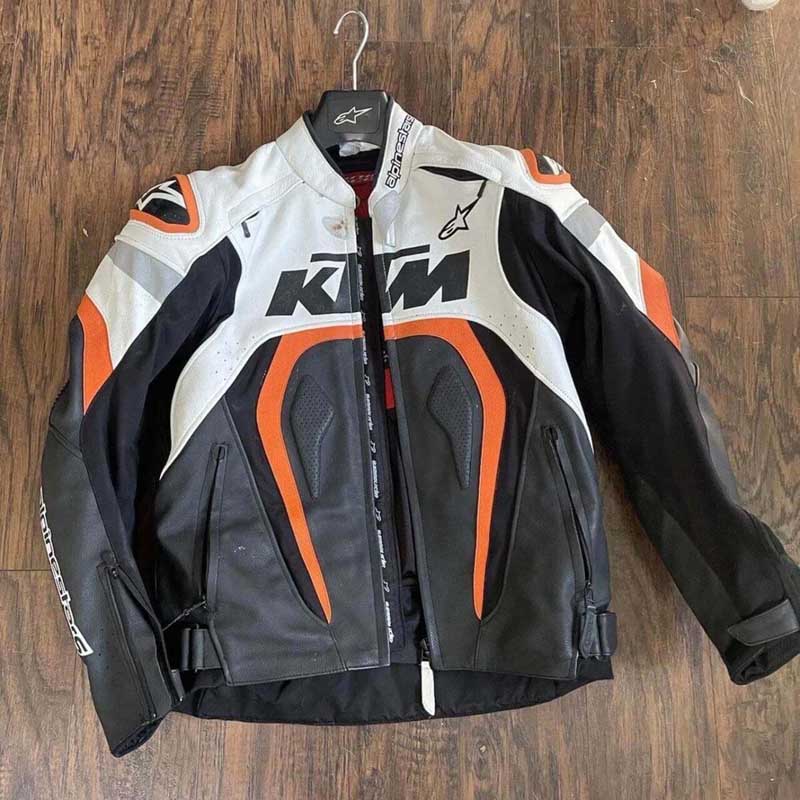 KTM Motorcycle Racing Cowhide Leather Jacket in Orange and Black by Jackets Kingdom