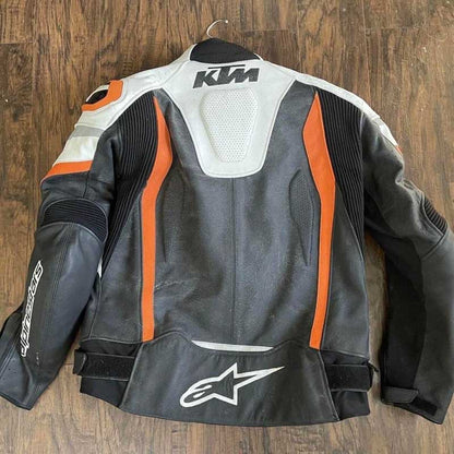 KTM Cowhide Motorcycle Racing Jacket with CE Protective Armor | Jackets Kingdom