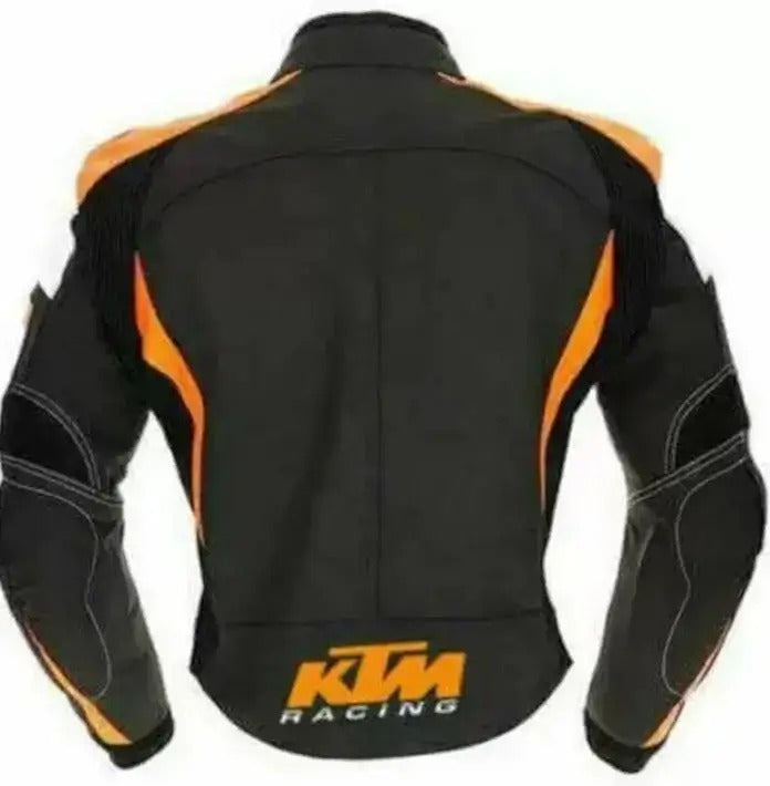 KTM Genuine Leather Motorcycle Racing Jacket with Protective Armor | Jackets Kingdom