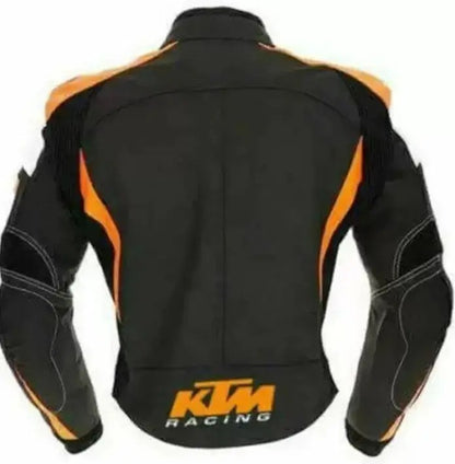 KTM Genuine Leather Motorcycle Racing Jacket with Protective Armor | Jackets Kingdom