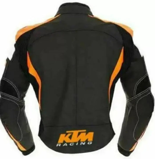 KTM Genuine Leather Motorcycle Racing Jacket with Protective Armor | Jackets Kingdom