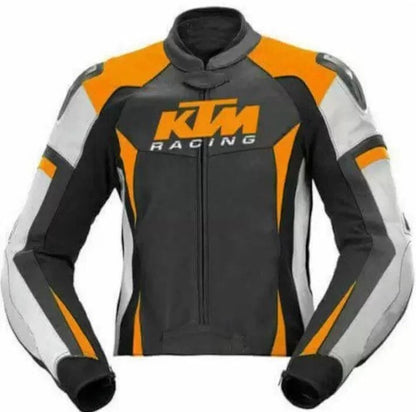 KTM Leather Motorcycle Racing Jacket with CE Armor by Jackets Kingdom