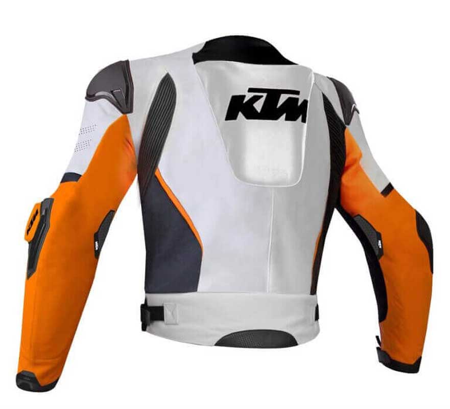 KTM Racing Motorcycle Leather Jacket with CE Protective Armor | Jackets Kingdom