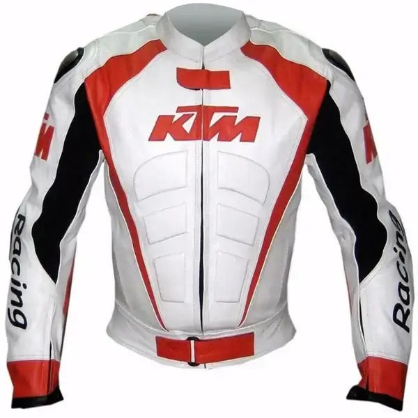 KTM Motorcycle Leather Jacket with Safety Pads by Jackets Kingdom