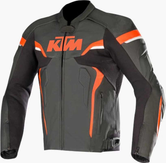 KTM Motorsport Racing Leather Jacket with CE Armor by Jackets Kingdom
