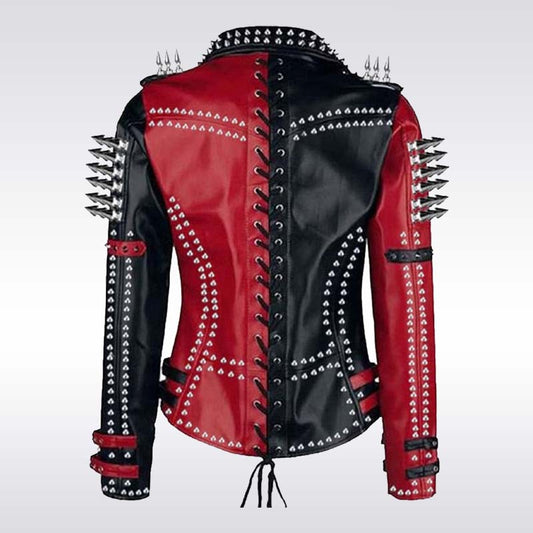 Ladies Heavy Metal Studded Leather Steampunk Jacket