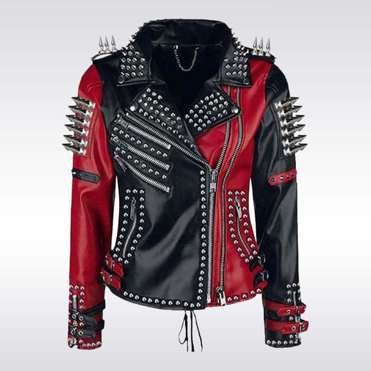 Ladies Heavy Metal Studded Leather Steampunk Jacket
