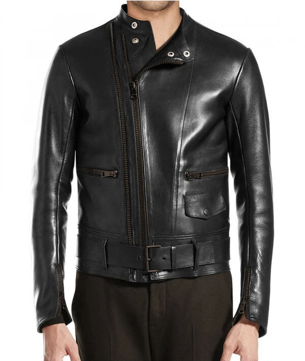 Lightweight Black Leather Riding Jacket for Men