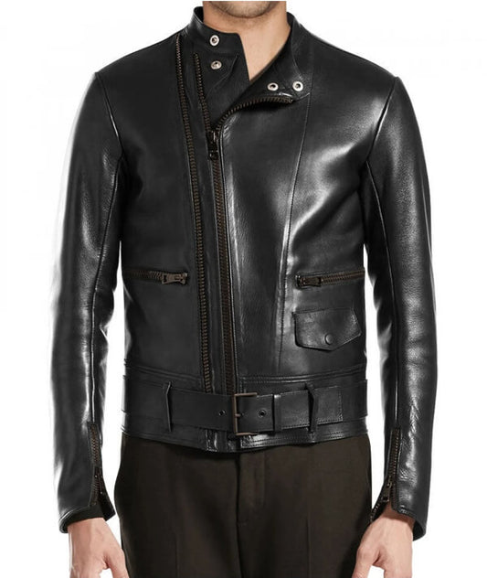 Lightweight Black Leather Riding Jacket for Men