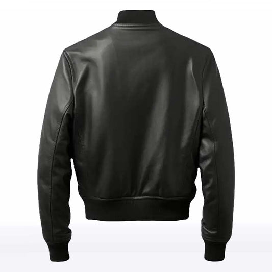 Logan Black Bomber Leather Jacket for Men