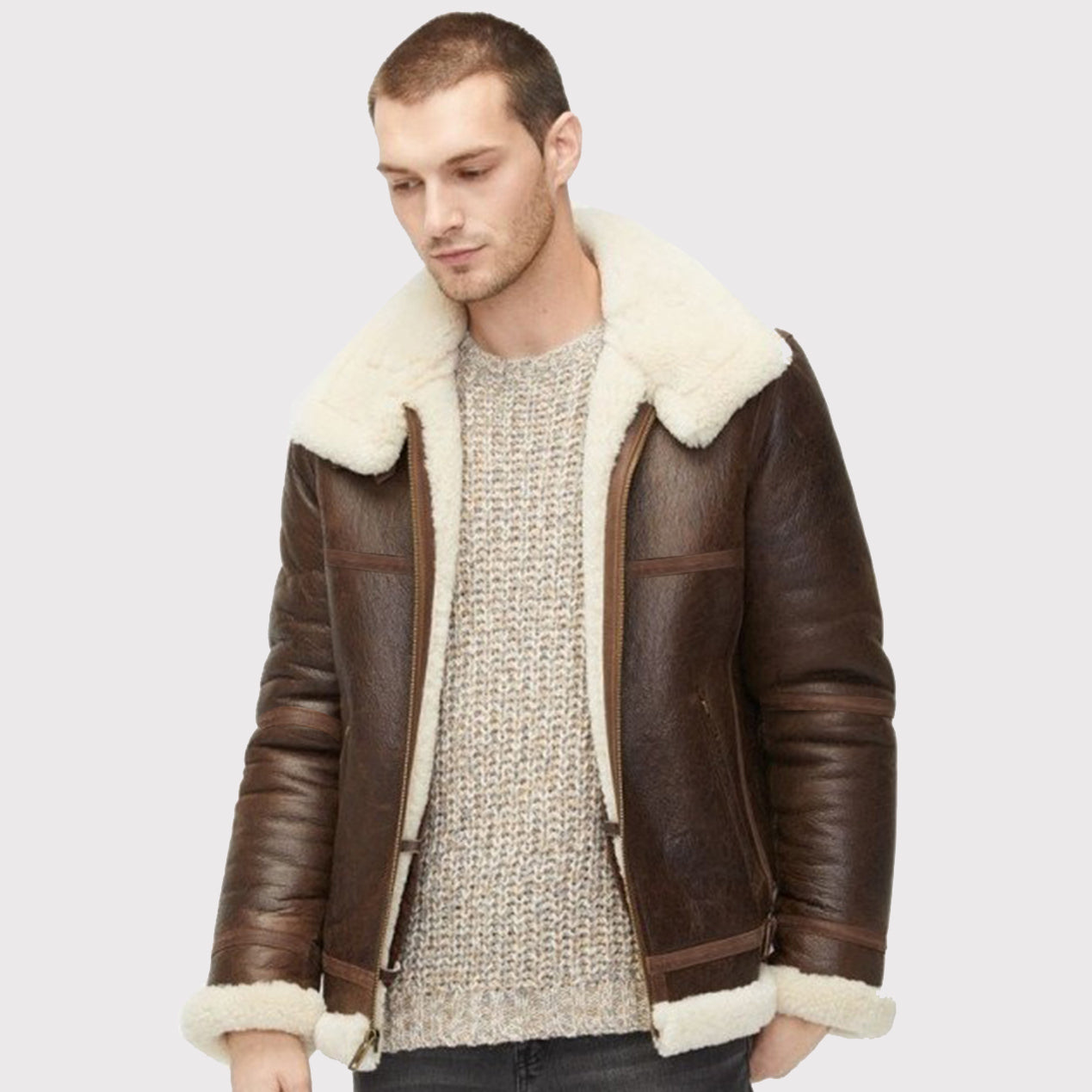 Men's Aviator Shearling Leather Jacket - Classic Style