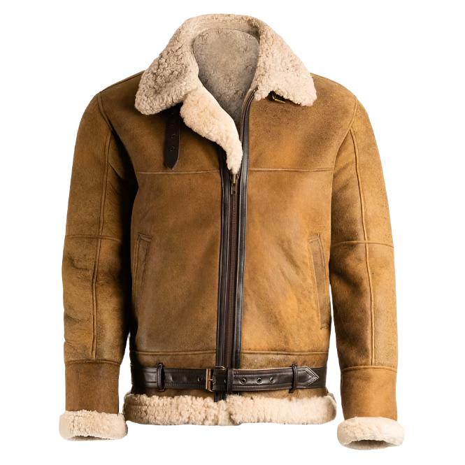 Men Brown B3 Shearling Leather Jacket