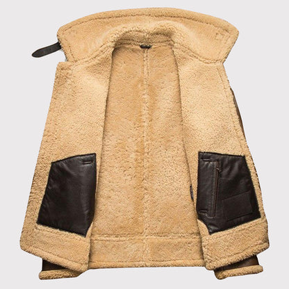 Men's Brown Bomber Shearling Jacket