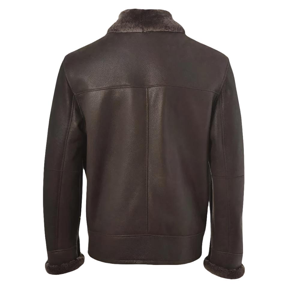 Men Brown Shearling Bomber Leather Jacket