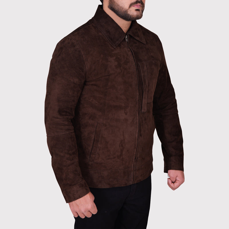 Men's Dark Brown Suede Leather Jacket