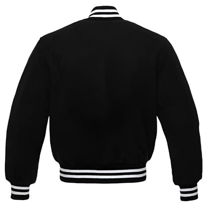 men pure black varsity jacket