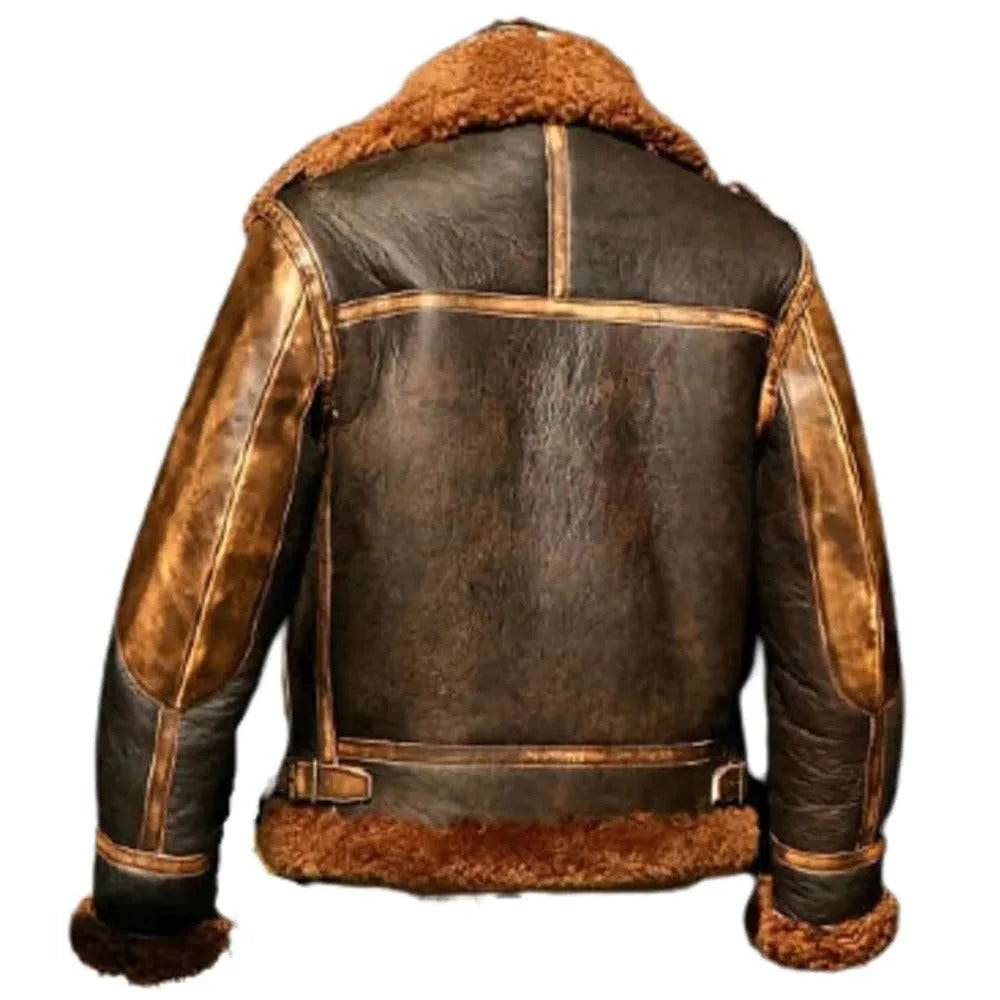 men raf aviator b3 shearling bomber leather jacket