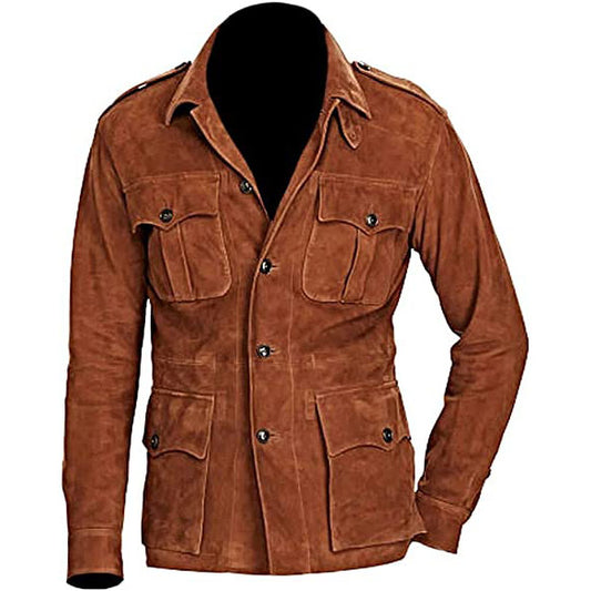 Men's 4 Pocket Suede Leather Coat - Fashionable and Practical