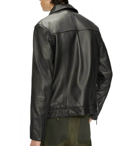 mens asymmetrical carve leather jacket