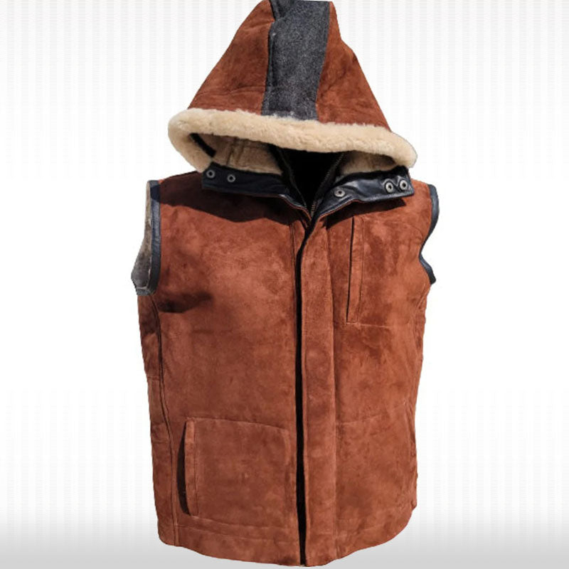 Men's B3 Bomber Shearling Fur Vintage Suede Leather Vest