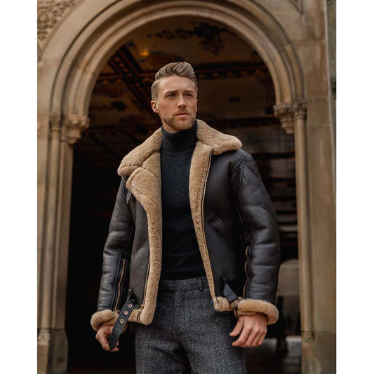 Men's B3 RAF Aviator Shearling Jacket - Shearling Fur Jacket