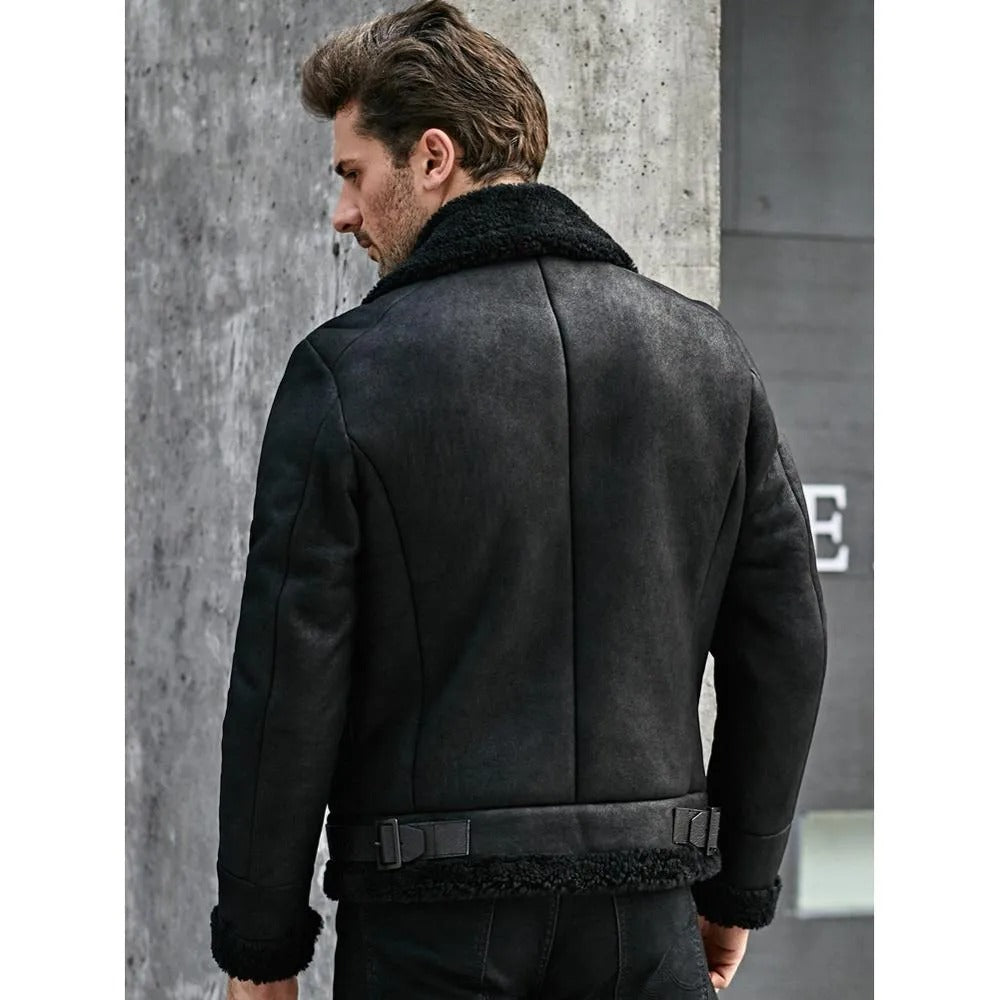 Men's B3 Shearling Turn-down Collar Motorcycle Jacket