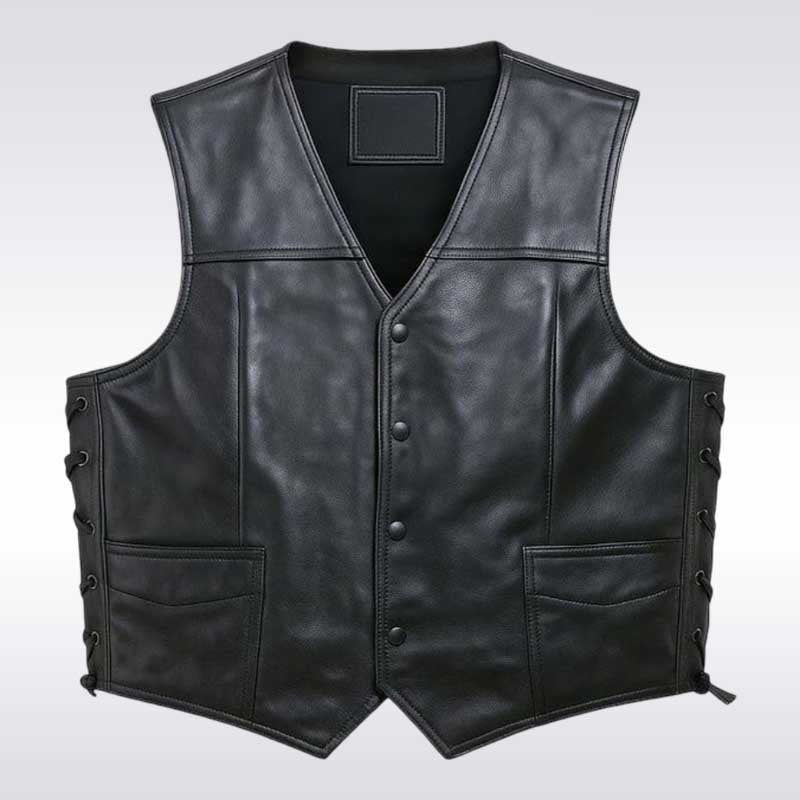 Handmade Men’s Black Angel Wings Leather Vest
