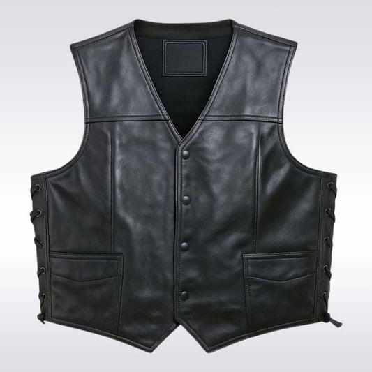 Handmade Men’s Black Angel Wings Leather Vest