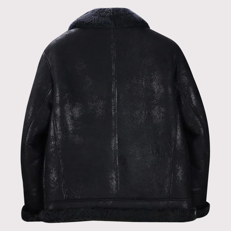 Black Shearling Motorcycle Jacket