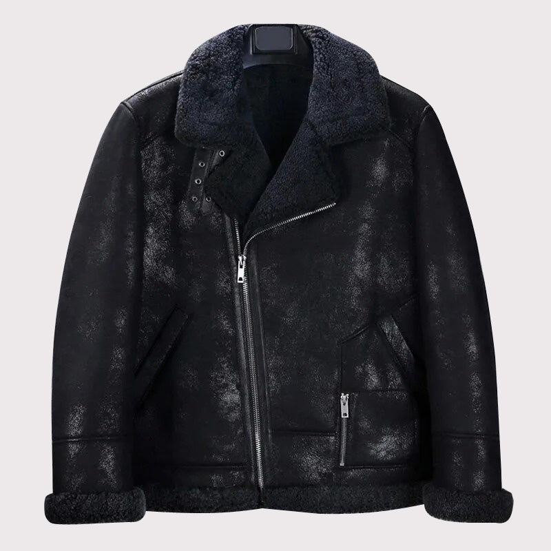 Men's Black B3 Shearling Motorcycle Jacket