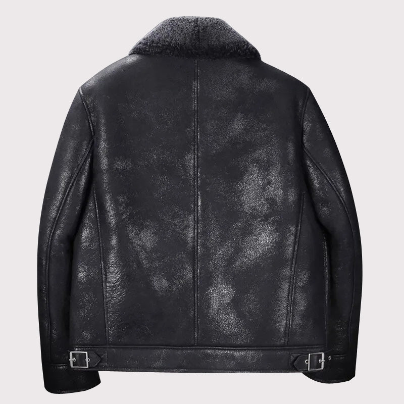 Men's Black B3 Shearling Short Winter Jacket