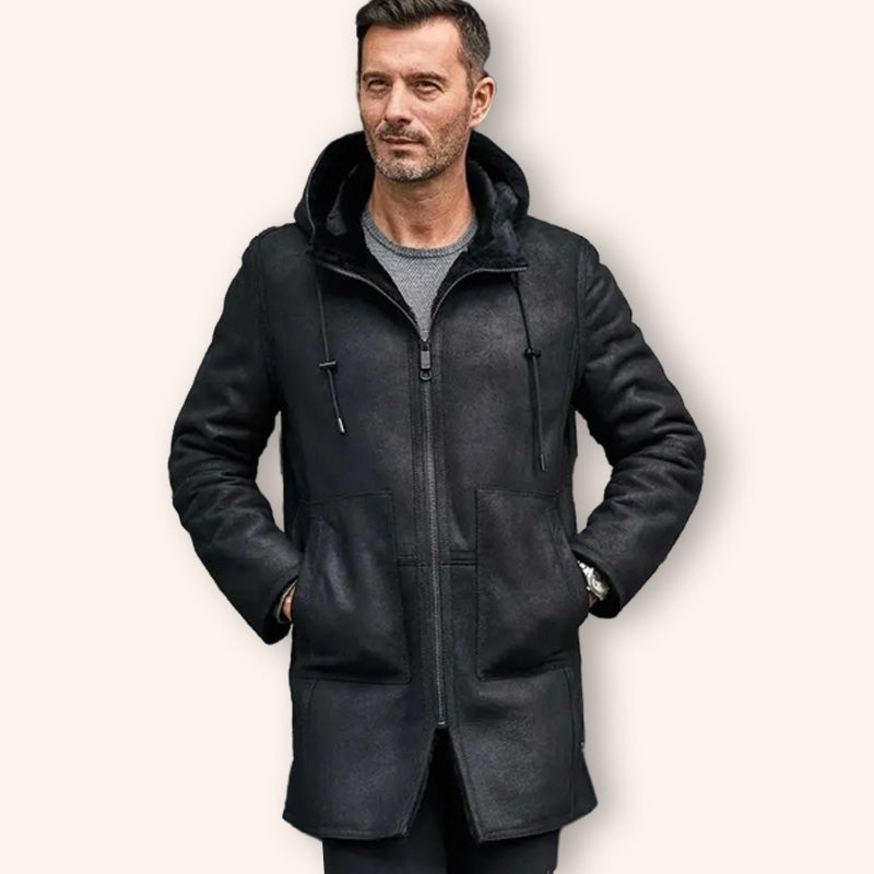 Men's Black B7 Bomber Shearling Leather Coat - Jackets Kingdom