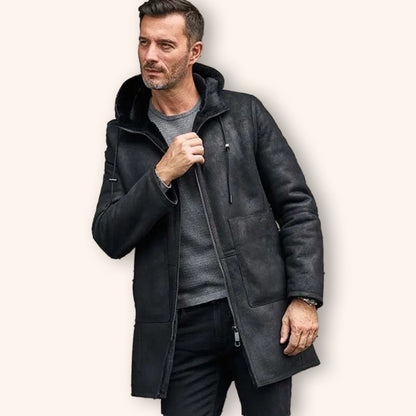 Men's Black B7 Bomber Shearling Leather Coat - Jackets Kingdom