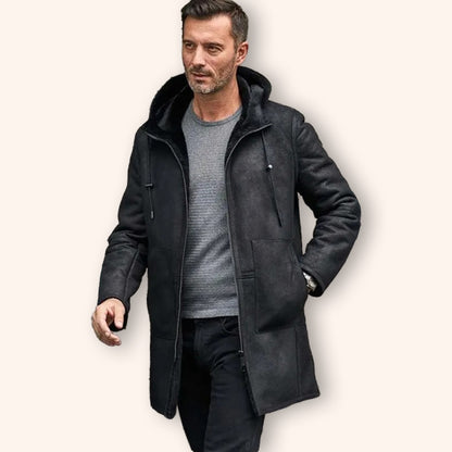 Men's Black B7 Bomber Shearling Leather Coat - Jackets Kingdom