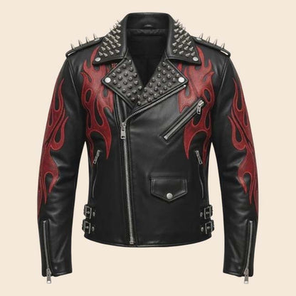 Black handmade motorcycle jacket with secure pockets and strong structure