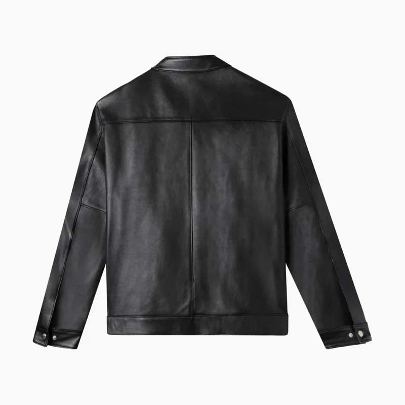 Men's Black Lambskin Leather Racer Jacket