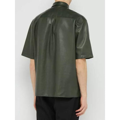 Men's Black Lambskin Leather Shirt - Elegant Fashion