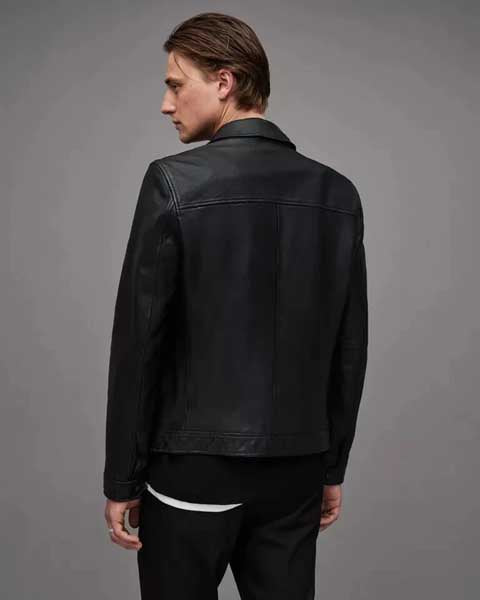 Mens Black Lambskin Racer Motorcycle Leather Jacket