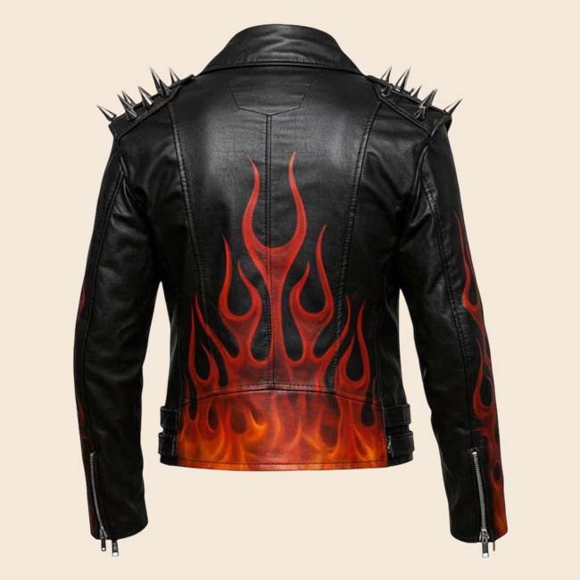 Premium cowhide spiked leather jacket for Halloween cosplay