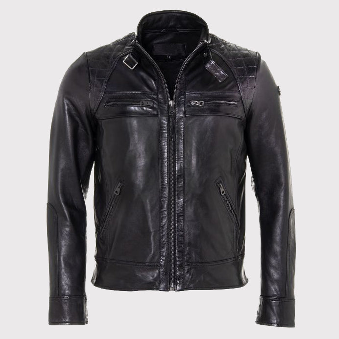 Men's Black Leather Jacket - Timeless Style!