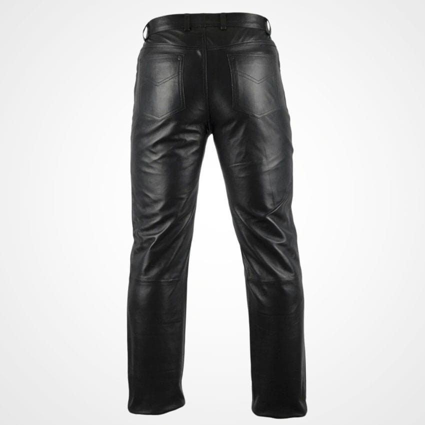 Men's Classic Black Leather Motorcycle Pants