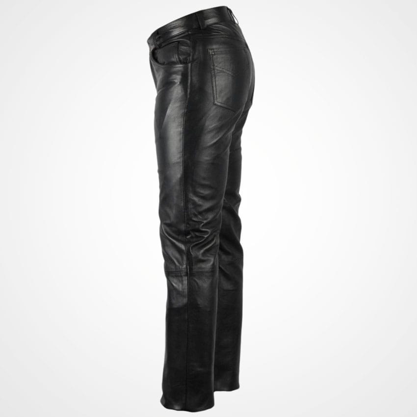 Men's Classic Black Leather Motorcycle Pants