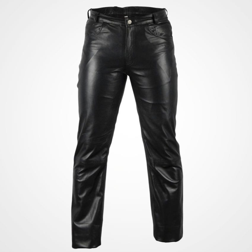 Men's Classic Black Leather Motorcycle Pants