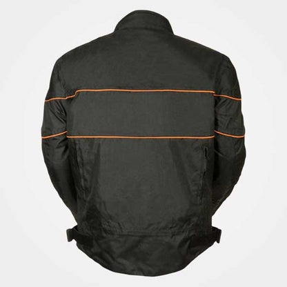 Mens Black Nylon Textile Vented Motorcycle Jacket