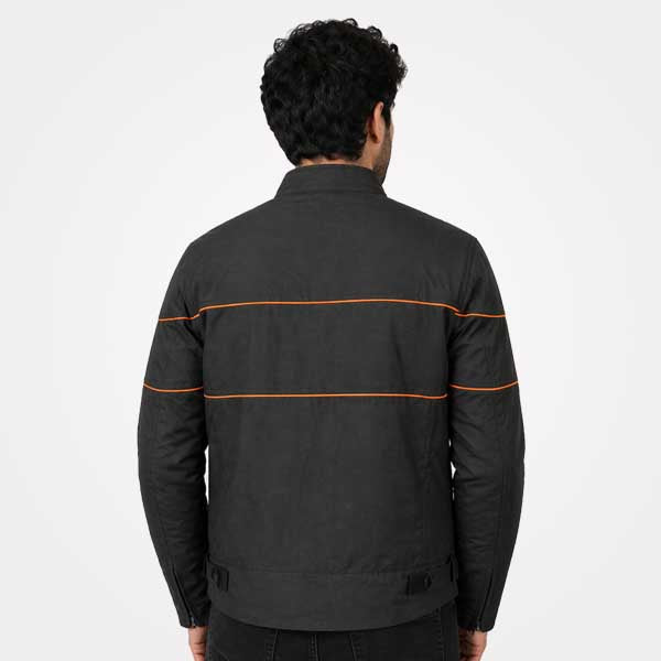 Mens Black Nylon Textile Vented Motorcycle Jacket